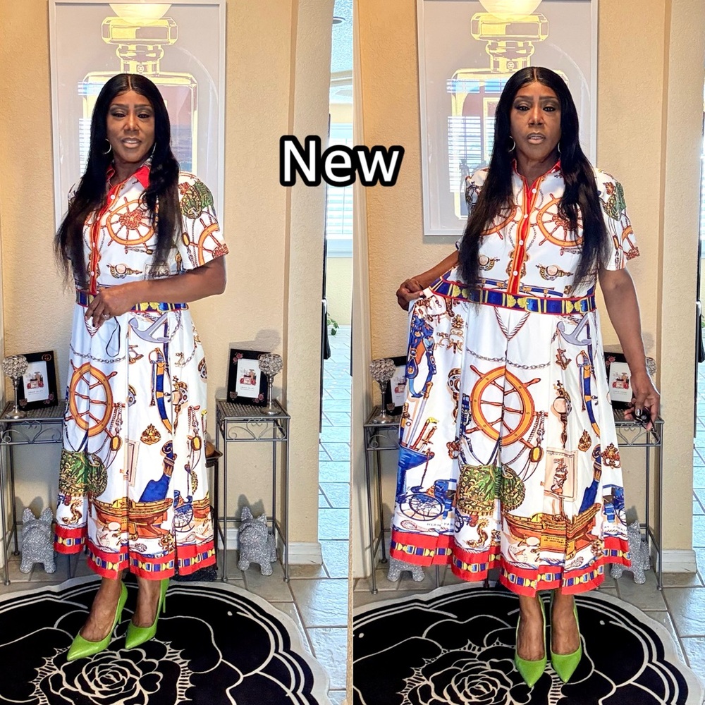 Colorful Nautical Print Midi Dress - Picture 5 of 16